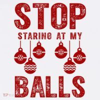 Stop Staring At My Balls Funny Xmas Christmas Ornaments Women's Tank Top thumb 5