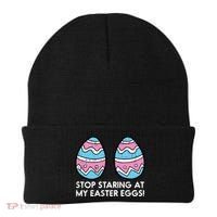 Stop Staring At My Easter Eggs Humor Joke Beanie thumb 0