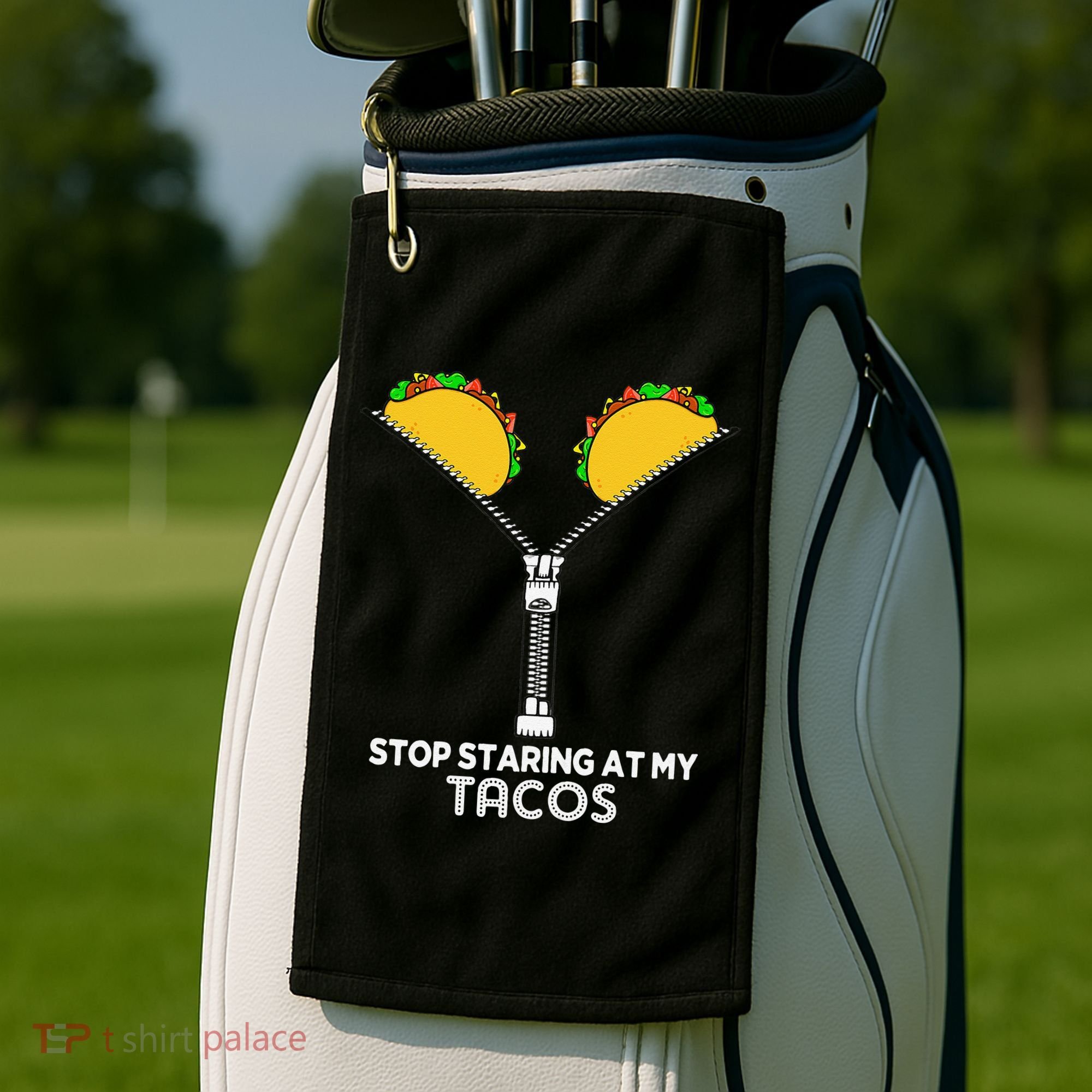 Stop Staring At My Tacos Mexican Cinco De Mayo Golf Towel