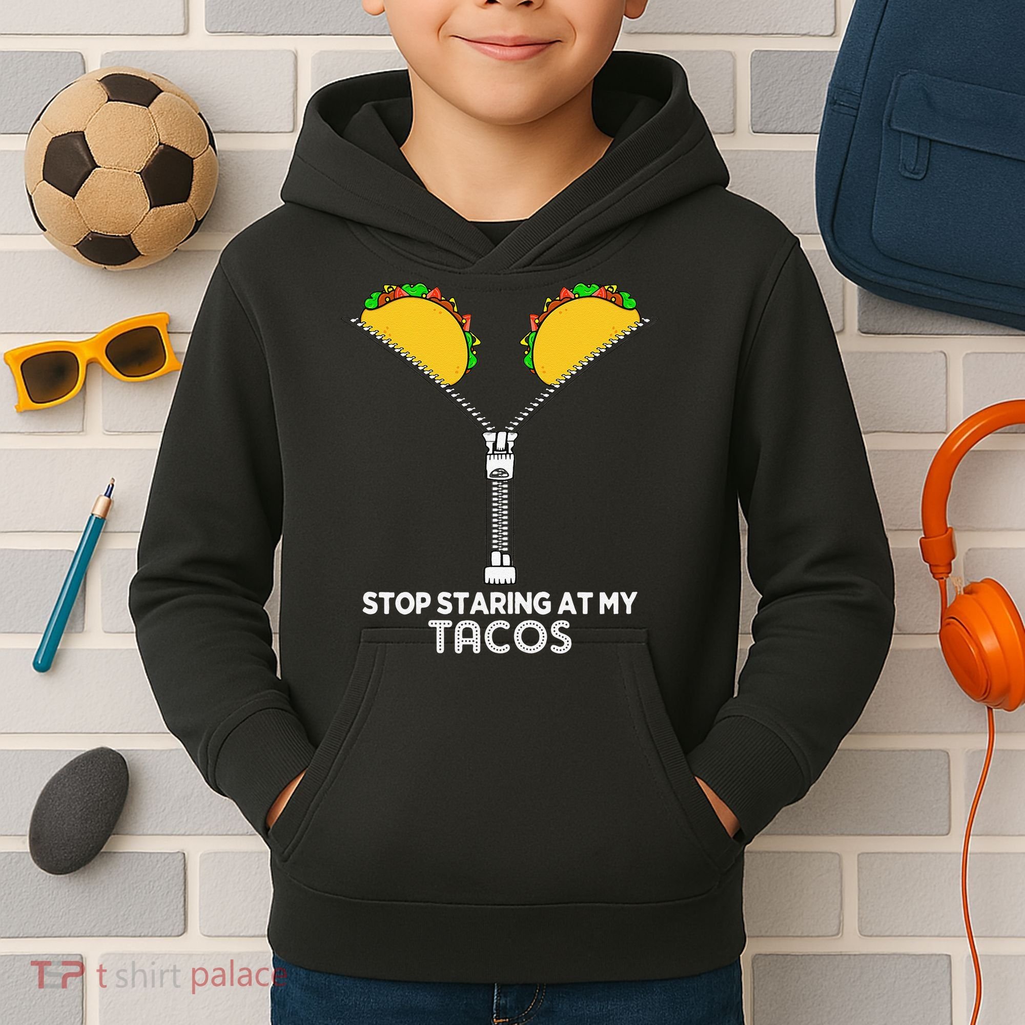 Stop Staring At My Tacos Mexican Cinco De Mayo Kids Hoodie