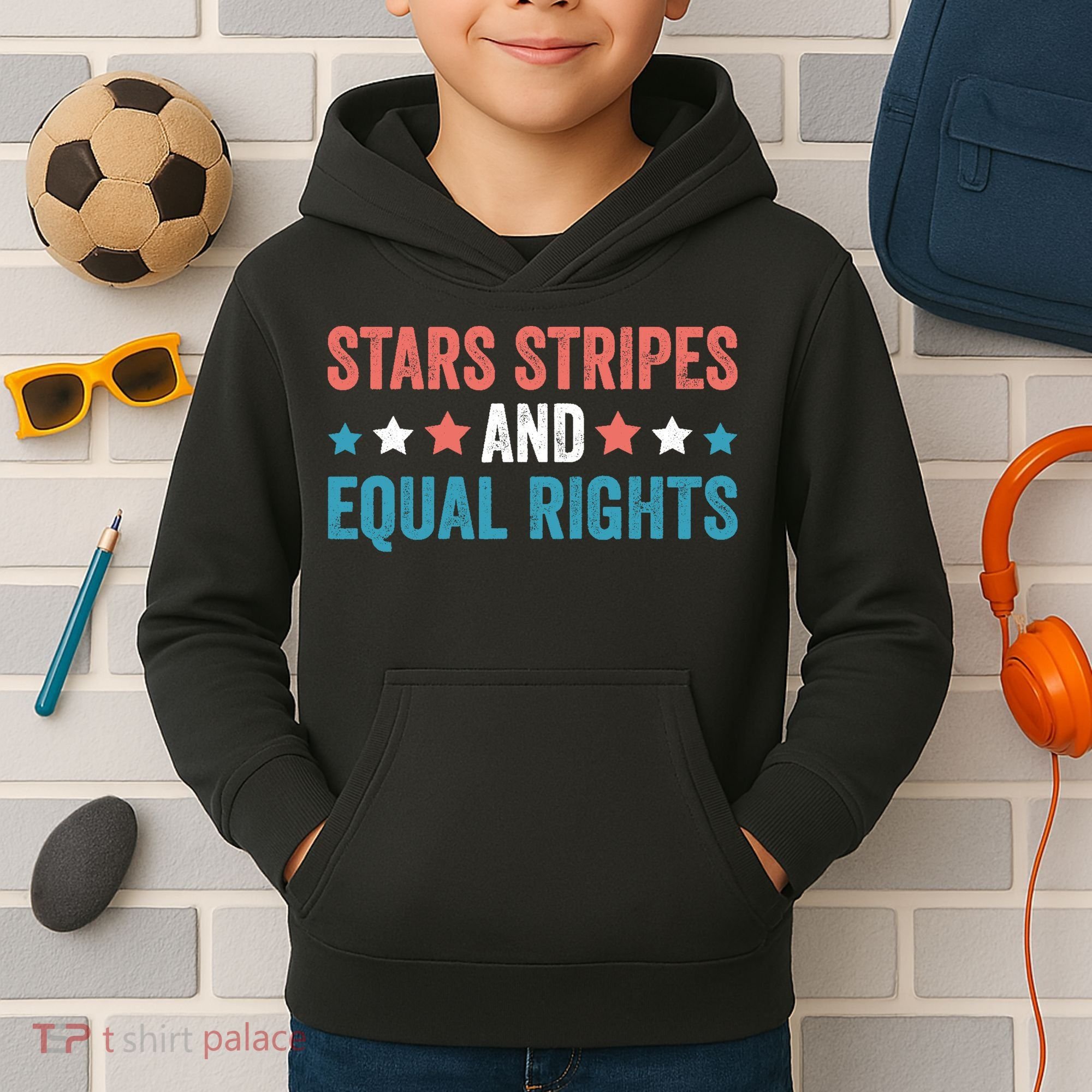 Stars Stripes And Equal Rights 4th Of July Kids Hoodie