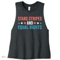 Stars Stripes And Equal Rights 4th Of July Women's Racerback Cropped Tank thumb 0