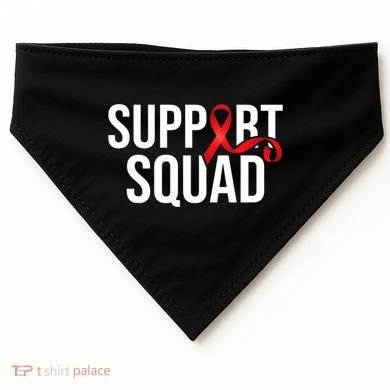 Support Squad Aids Support Hiv Awareness Red Ribbon USA-Made Doggie Bandana