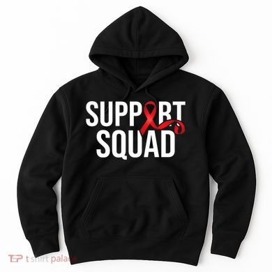 Support Squad Aids Support Hiv Awareness Red Ribbon Hoodie