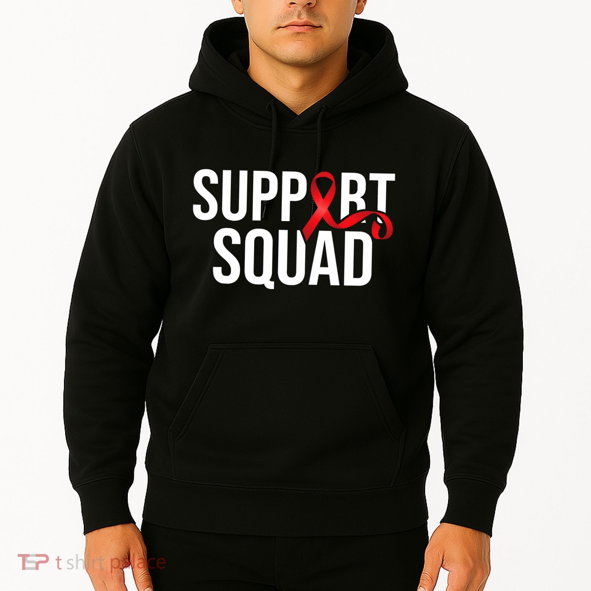 Support Squad Aids Support Hiv Awareness Red Ribbon Hoodie