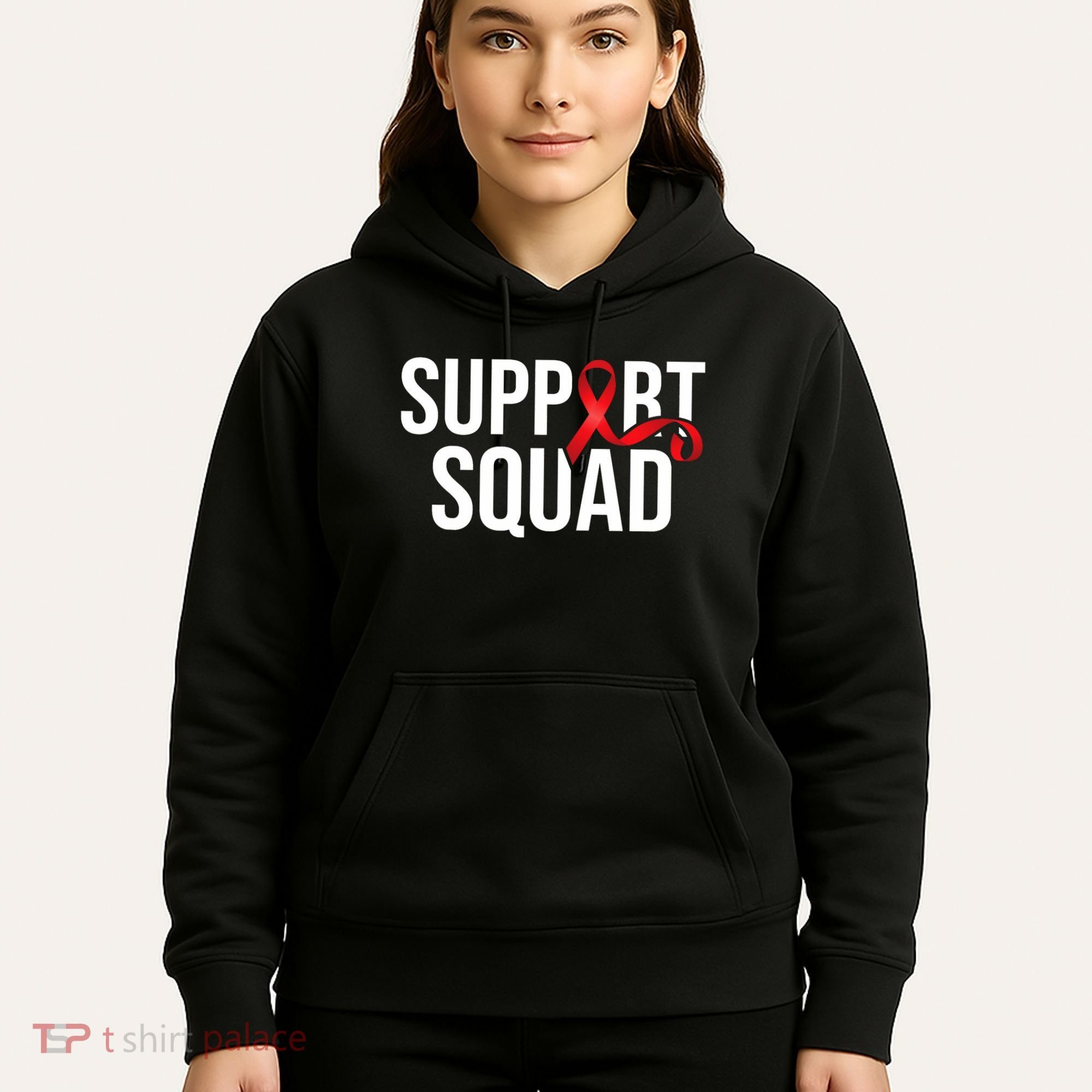 Support Squad Aids Support Hiv Awareness Red Ribbon Hoodie