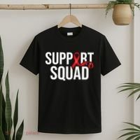 Support Squad Aids Support Hiv Awareness Red Ribbon T-Shirt thumb 2
