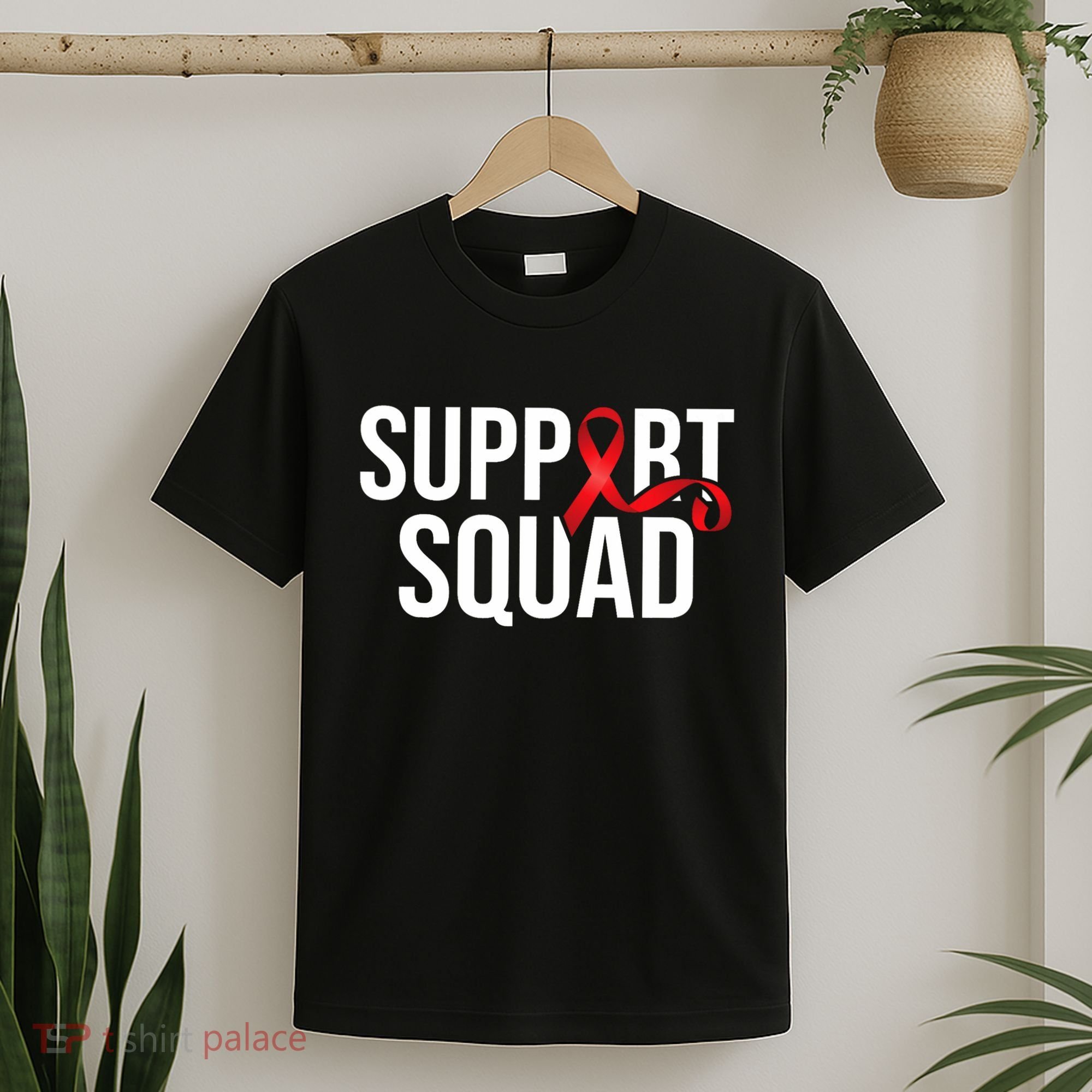 Support Squad Aids Support Hiv Awareness Red Ribbon T-Shirt