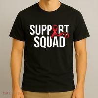 Support Squad Aids Support Hiv Awareness Red Ribbon T-Shirt thumb 3