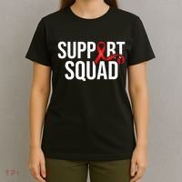 Support Squad Aids Support Hiv Awareness Red Ribbon T-Shirt thumb 4
