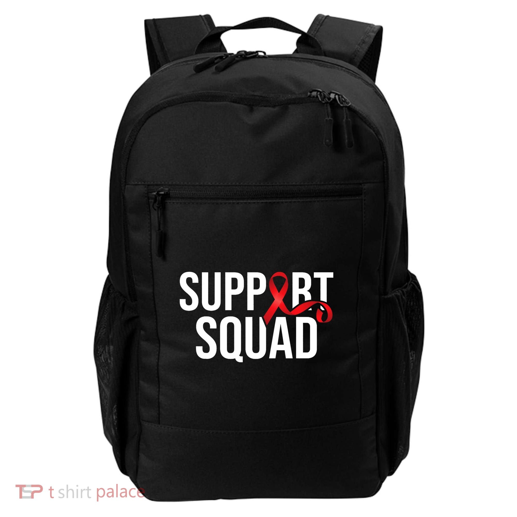 Support Squad Aids Support Hiv Awareness Red Ribbon Backpack