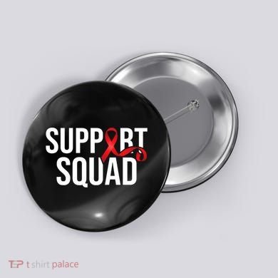 Support Squad Aids Support Hiv Awareness Red Ribbon Button