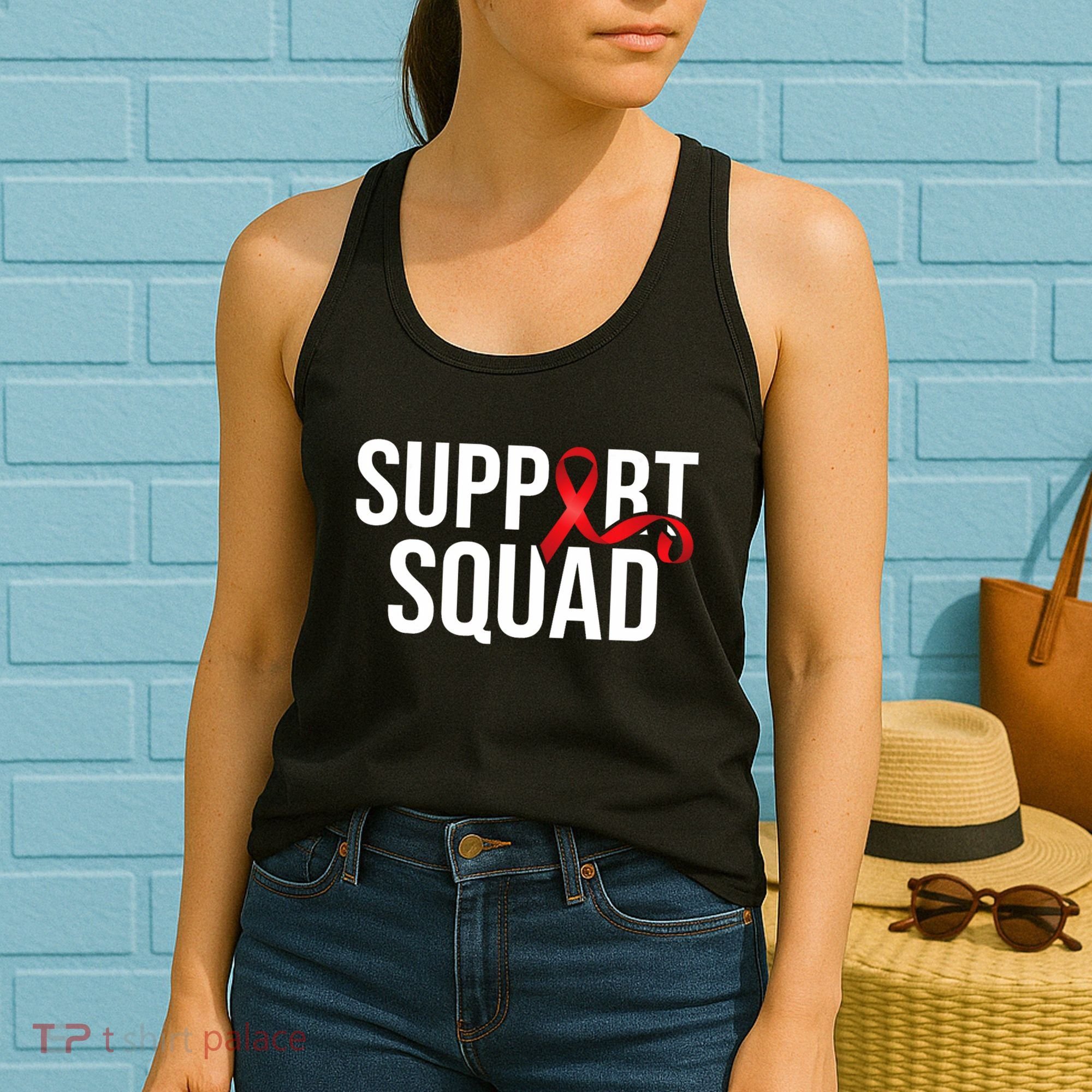Support Squad Aids Support Hiv Awareness Red Ribbon Women's Tank Top
