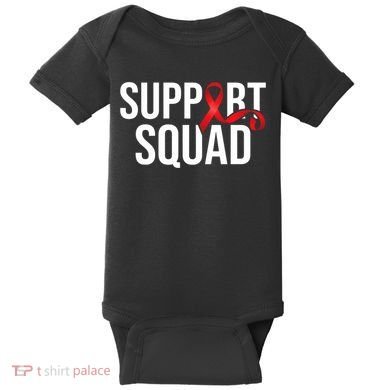 Support Squad Aids Support Hiv Awareness Red Ribbon Baby Bodysuit