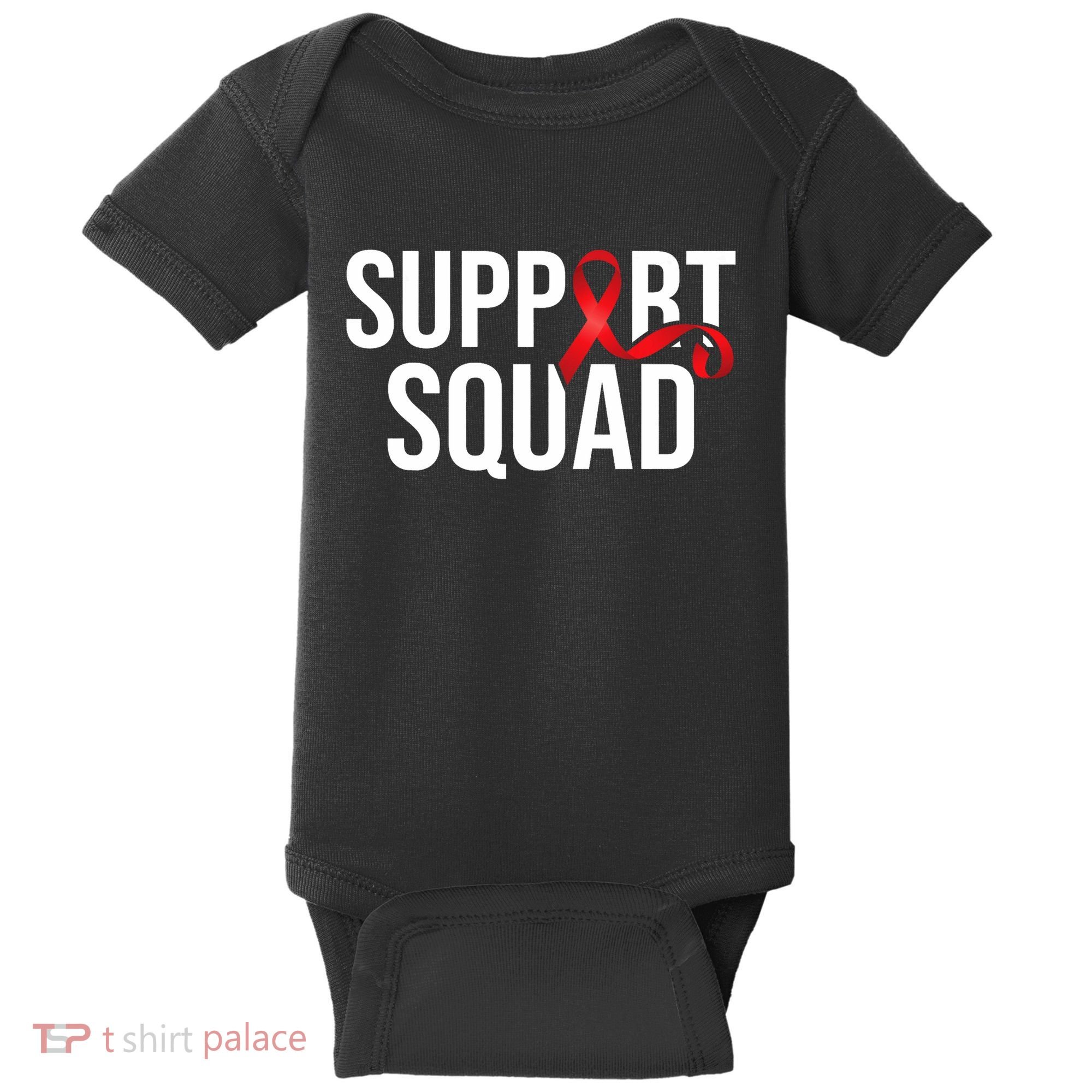 Support Squad Aids Support Hiv Awareness Red Ribbon Baby Bodysuit