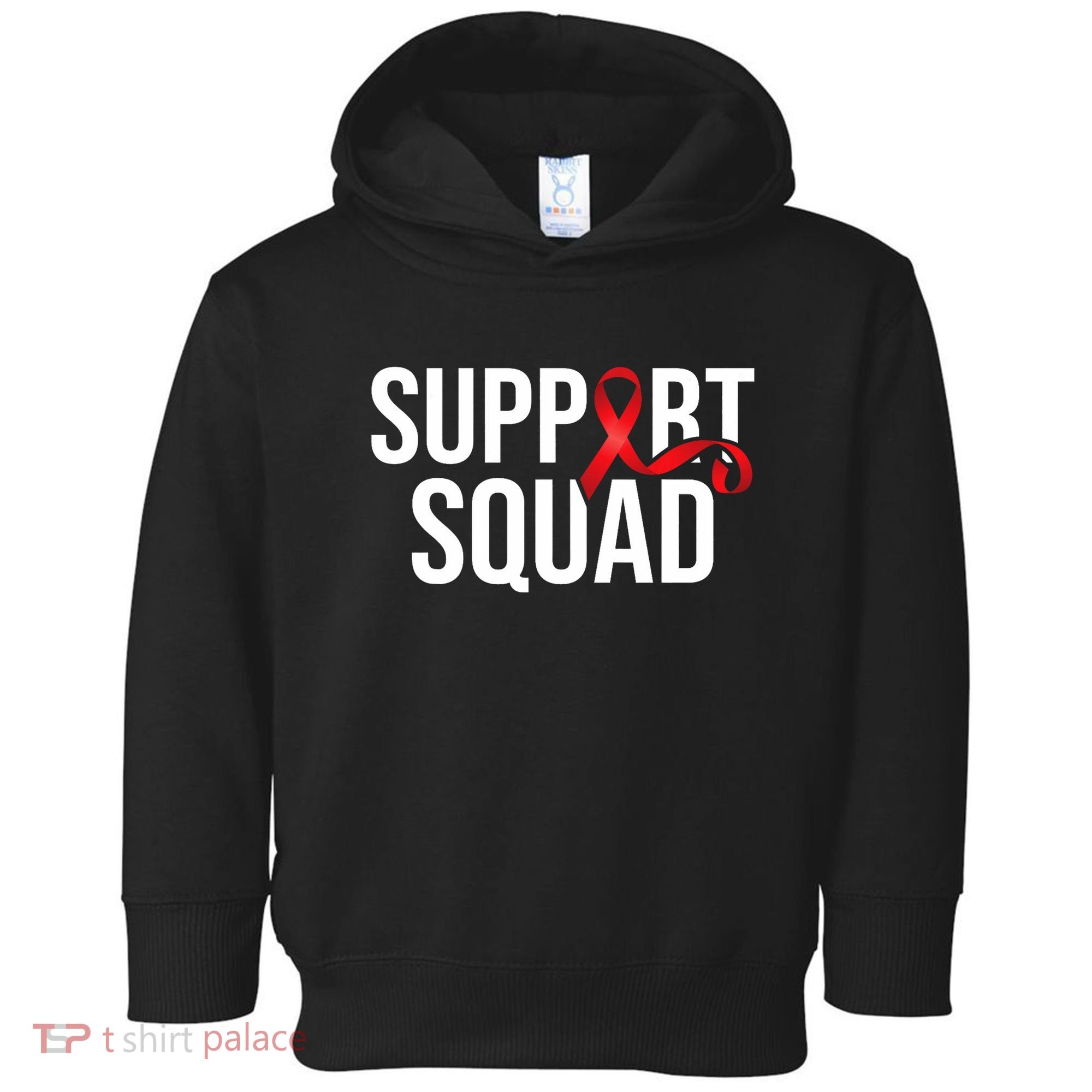 Support Squad Aids Support Hiv Awareness Red Ribbon Toddler Hoodie