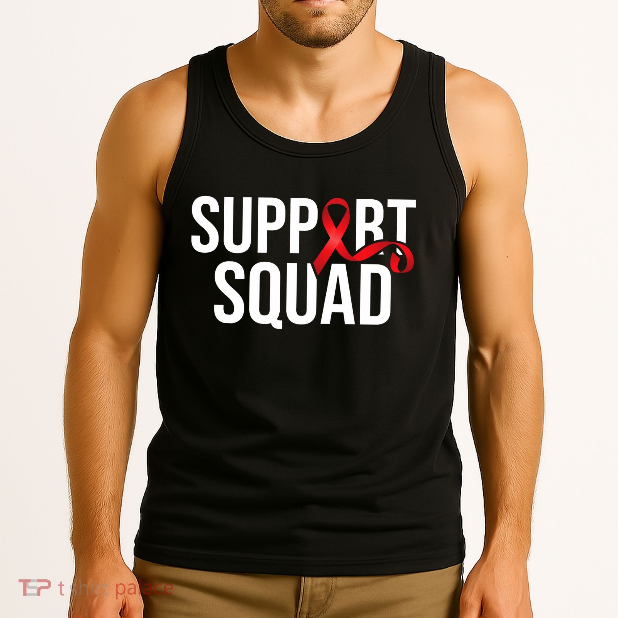 Support Squad Aids Support Hiv Awareness Red Ribbon Tank Top