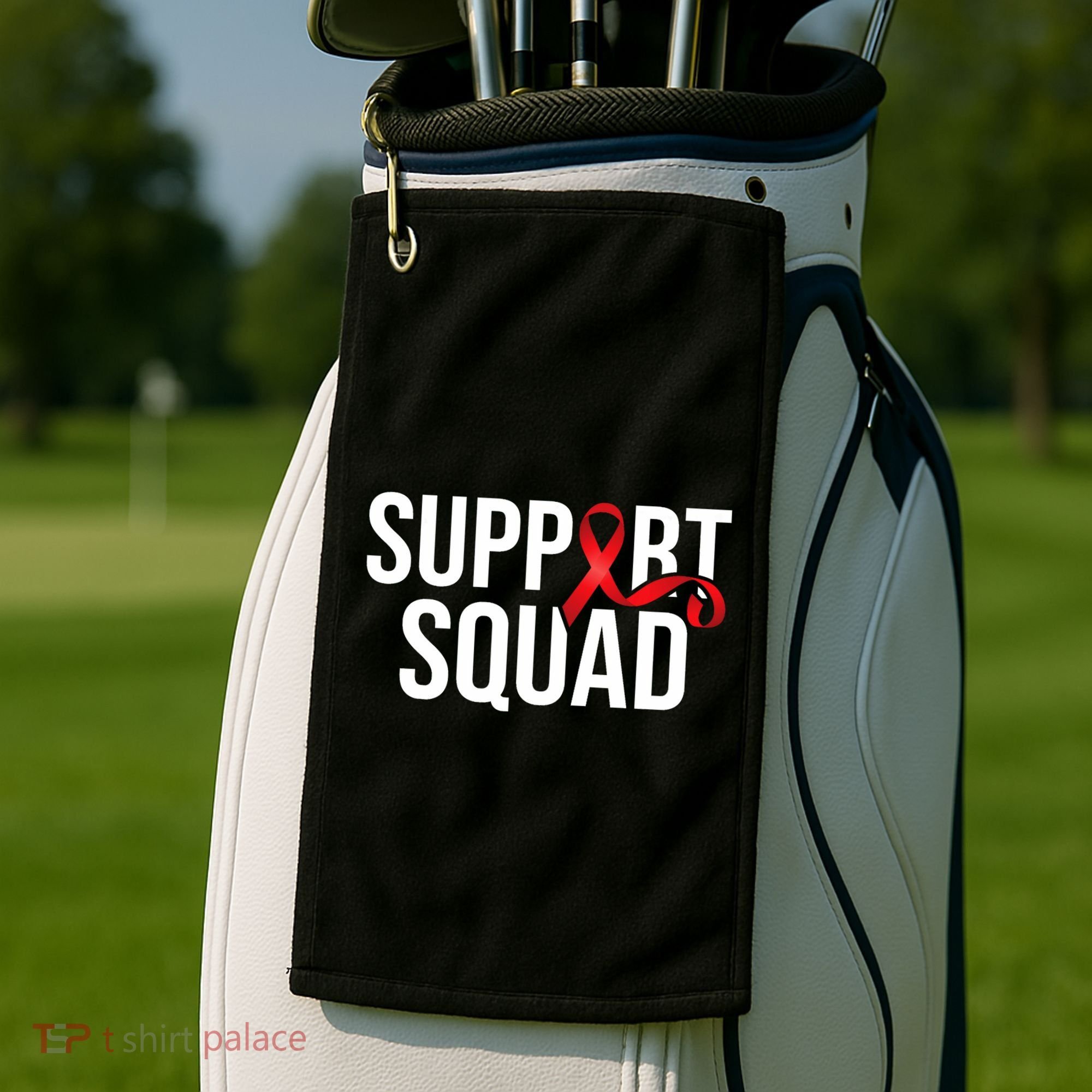 Support Squad Aids Support Hiv Awareness Red Ribbon Golf Towel