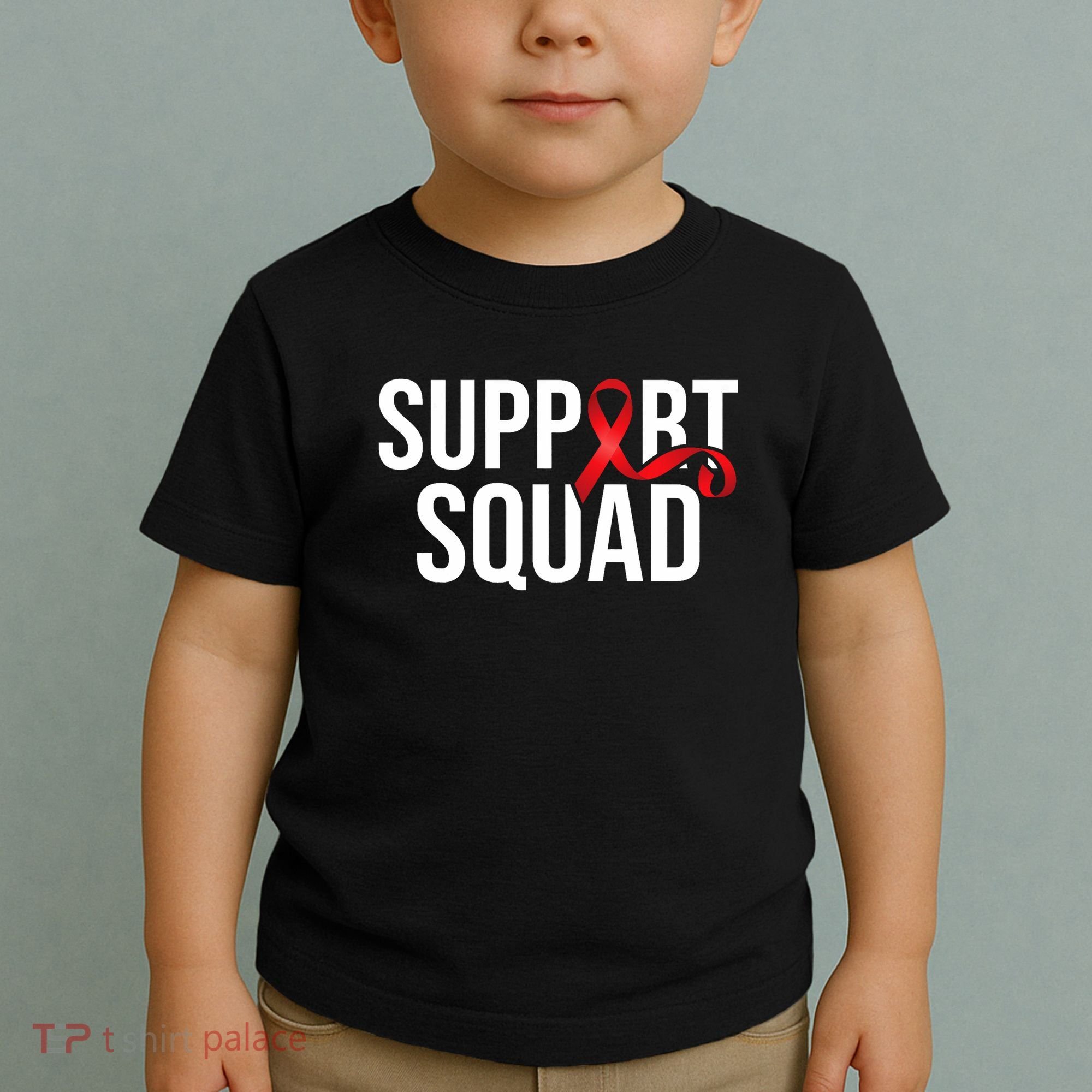 Support Squad Aids Support Hiv Awareness Red Ribbon Toddler T-Shirt