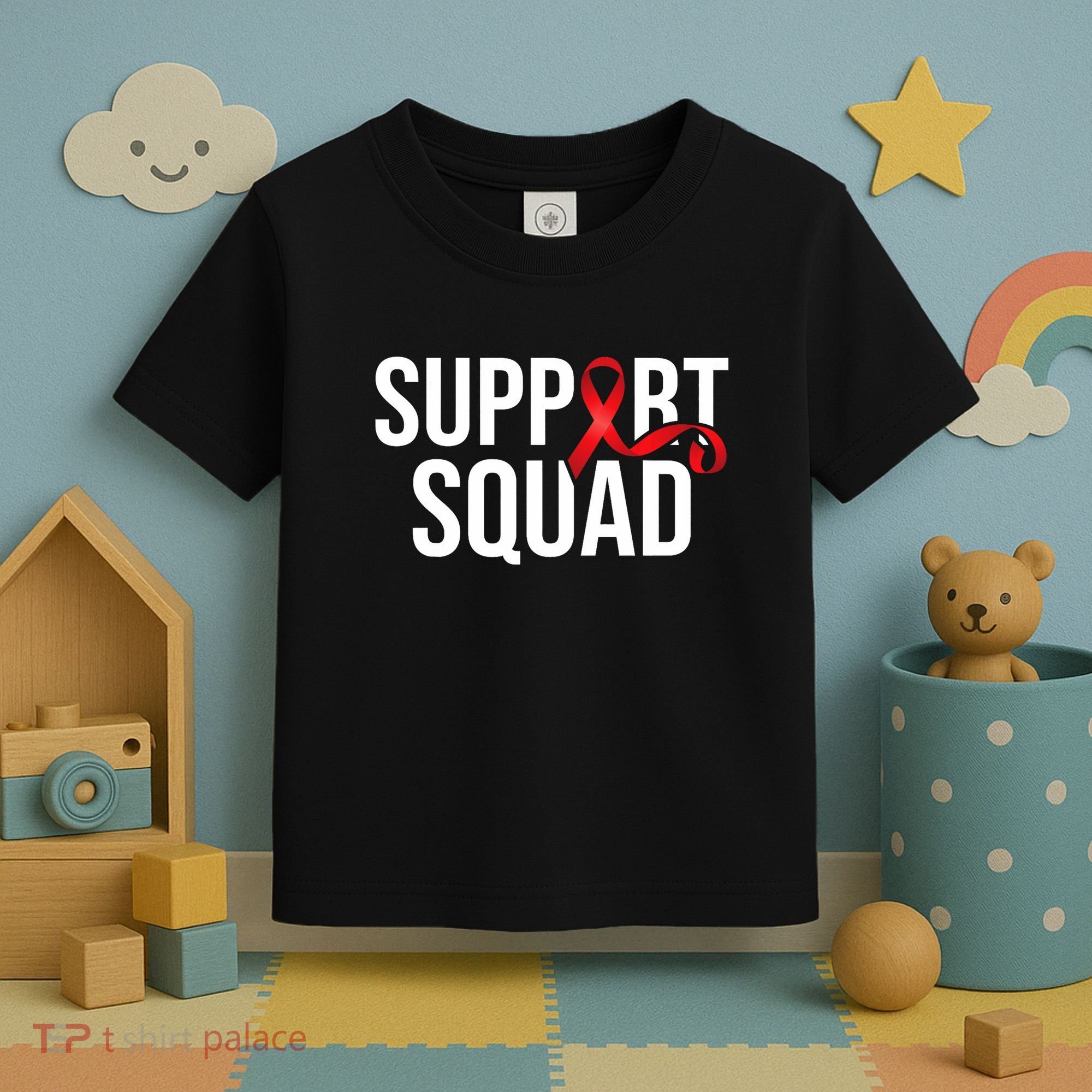 Support Squad Aids Support Hiv Awareness Red Ribbon Toddler T-Shirt