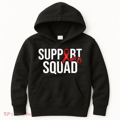 Support Squad Aids Support Hiv Awareness Red Ribbon Kids Hoodie