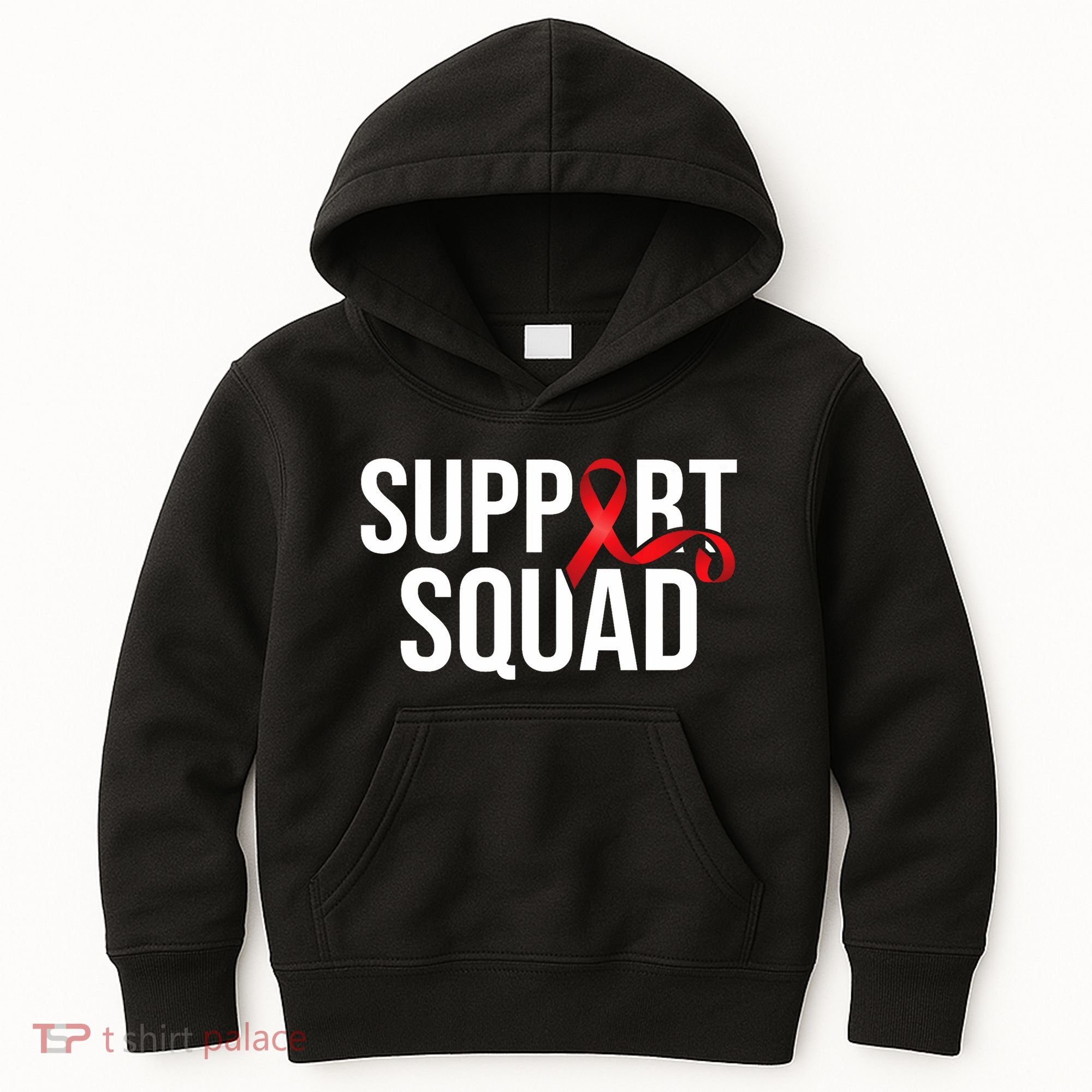 Support Squad Aids Support Hiv Awareness Red Ribbon Kids Hoodie