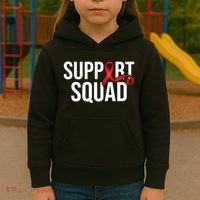 Support Squad Aids Support Hiv Awareness Red Ribbon Kids Hoodie thumb 3