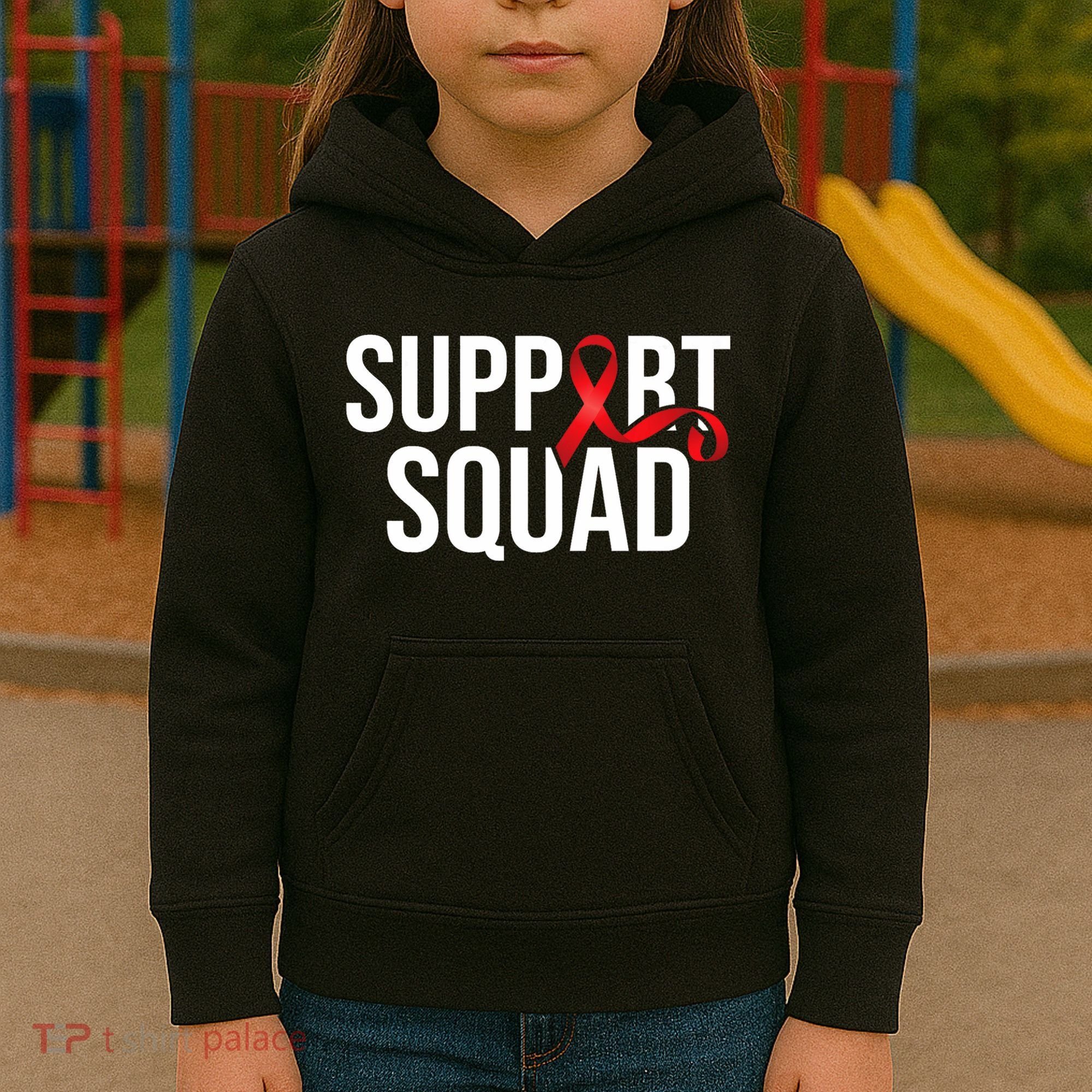 Support Squad Aids Support Hiv Awareness Red Ribbon Kids Hoodie
