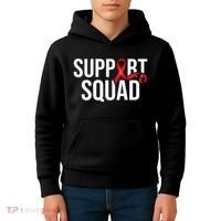 Support Squad Aids Support Hiv Awareness Red Ribbon Kids Hoodie thumb 4