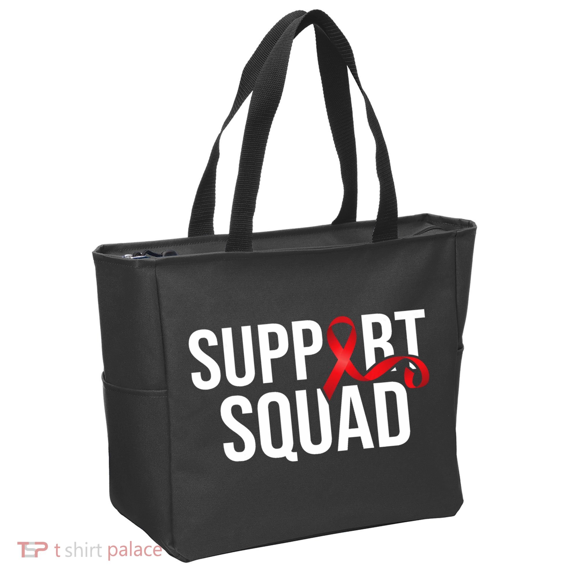 Support Squad Aids Support Hiv Awareness Red Ribbon Tote Bag