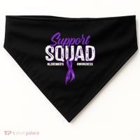 Support Squad Alzheimers Awareness Purple Ribbon USA-Made Doggie Bandana thumb 0