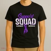 Support Squad Alzheimers Awareness Purple Ribbon T-Shirt thumb 3