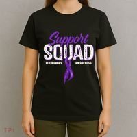 Support Squad Alzheimers Awareness Purple Ribbon T-Shirt thumb 4