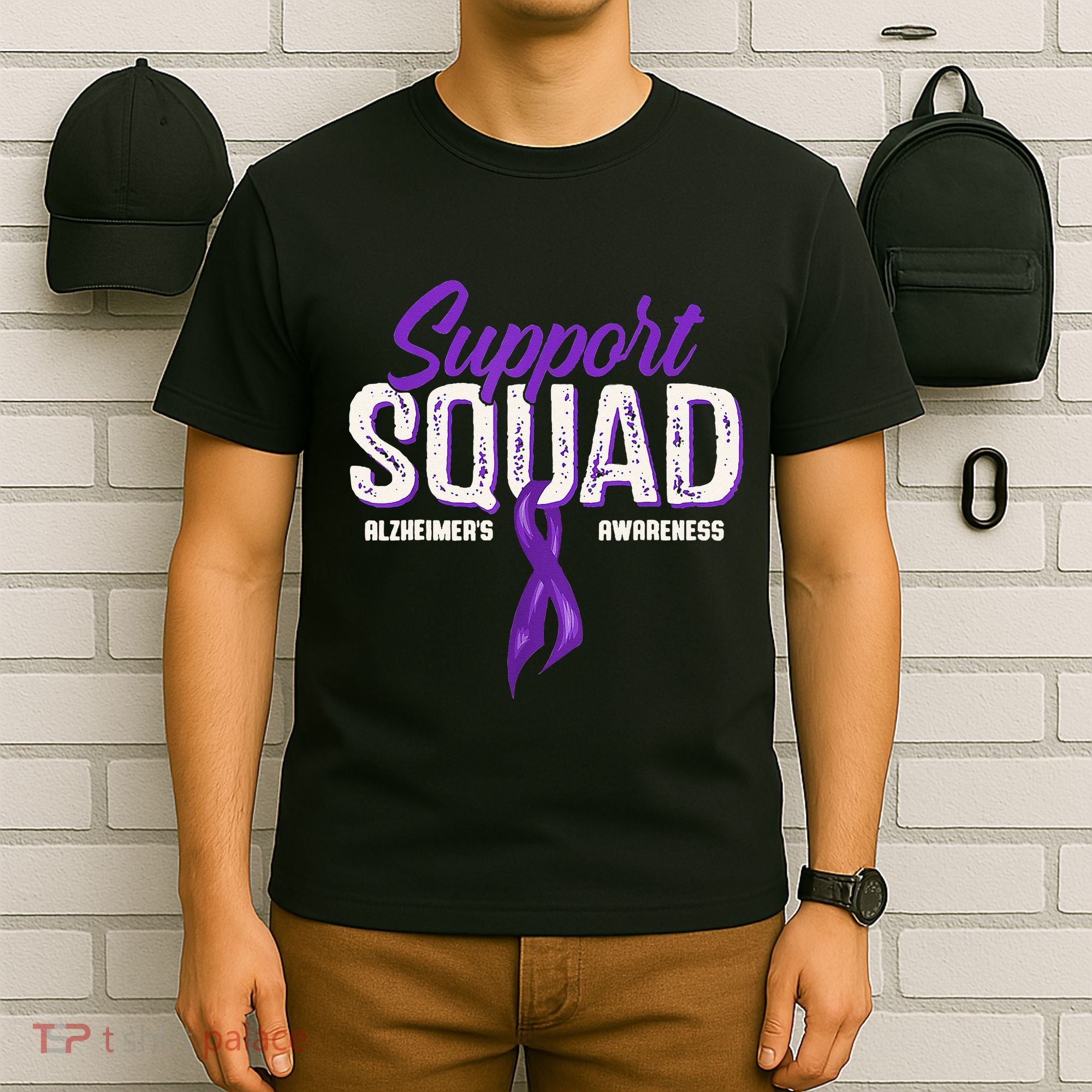 Support Squad Alzheimers Awareness Purple Ribbon T-Shirt