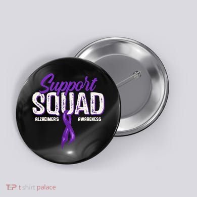 Support Squad Alzheimers Awareness Purple Ribbon Button