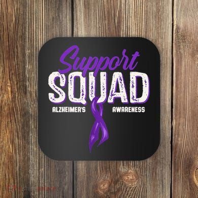 Support Squad Alzheimers Awareness Purple Ribbon Coaster