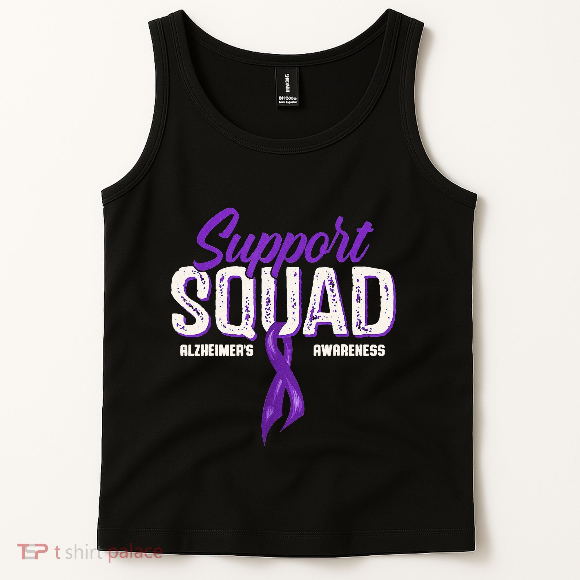 Support Squad Alzheimers Awareness Purple Ribbon Tank Top