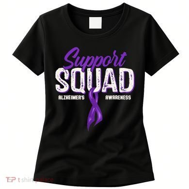 Support Squad Alzheimers Awareness Purple Ribbon Women's T-Shirt