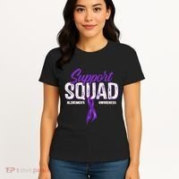 Support Squad Alzheimers Awareness Purple Ribbon Women's T-Shirt thumb 4