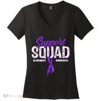 Support Squad Alzheimers Awareness Purple Ribbon Women's V-Neck T-Shirt thumb 0