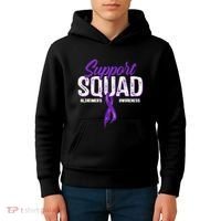 Support Squad Alzheimers Awareness Purple Ribbon Kids Hoodie thumb 4