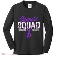 Support Squad Alzheimers Awareness Purple Ribbon Kids Long Sleeve Shirt thumb 0