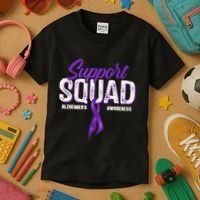 Support Squad Alzheimers Awareness Purple Ribbon Kids T-Shirt thumb 3