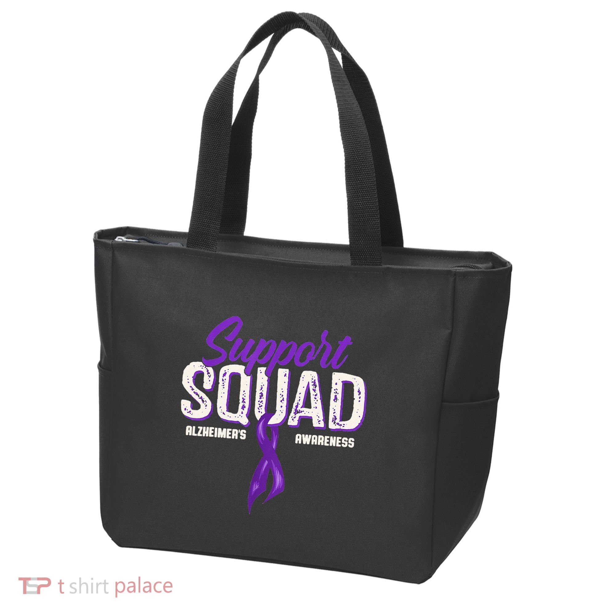 Support Squad Alzheimers Awareness Purple Ribbon Tote Bag