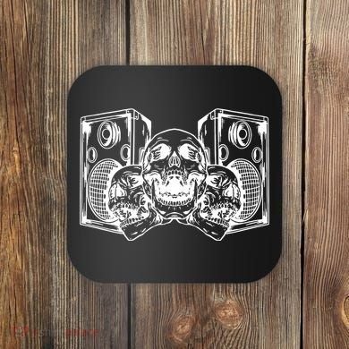 Skull Speakers Audio Gothic Regular Coaster
