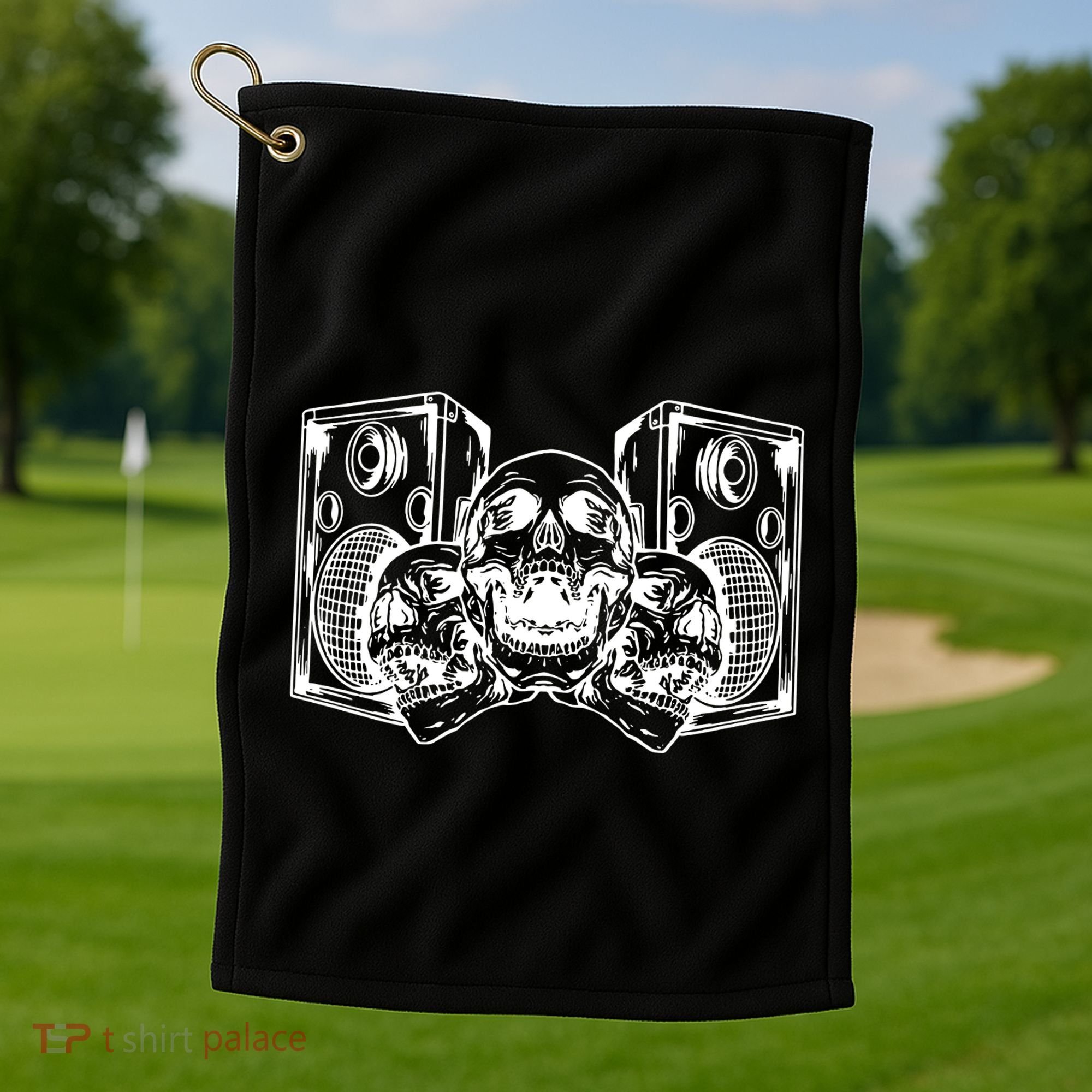 Skull Speakers Audio Gothic Regular Golf Towel