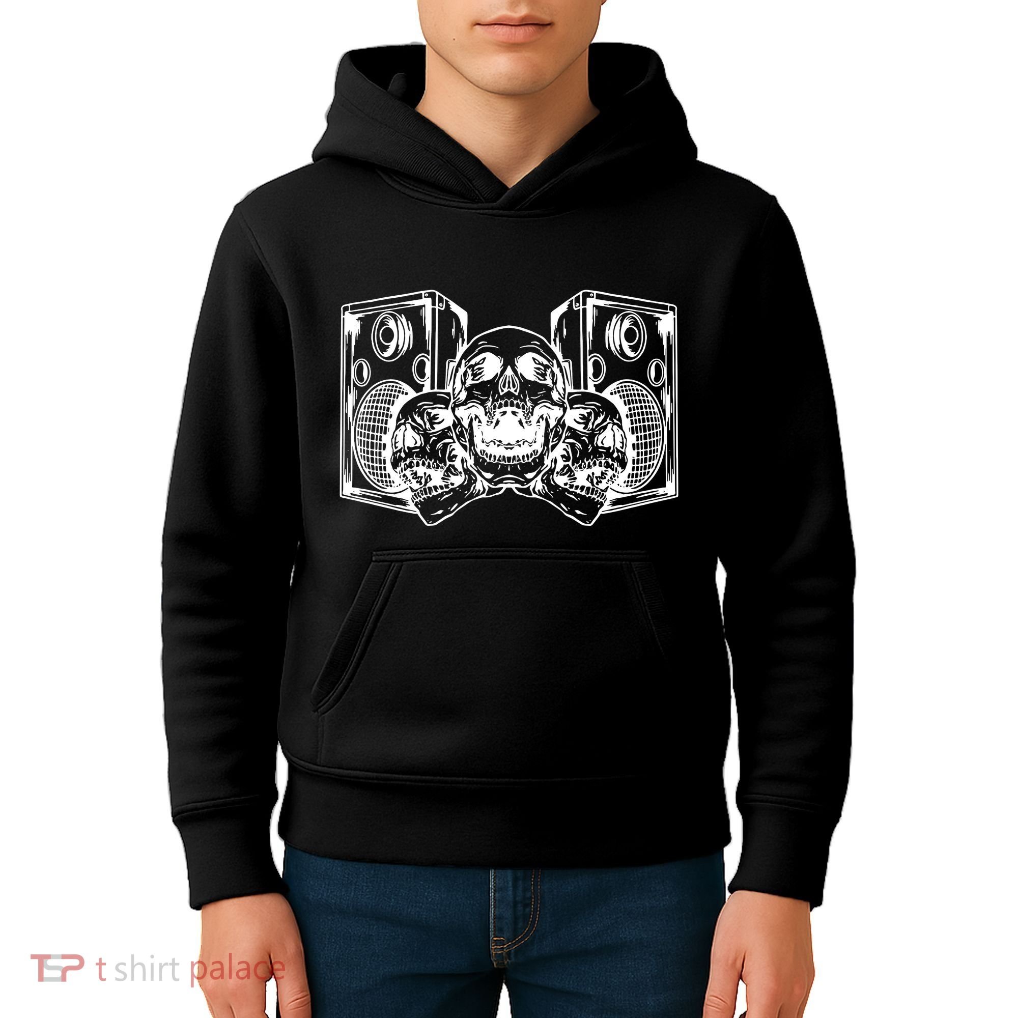 Skull Speakers Audio Gothic Regular Kids Hoodie