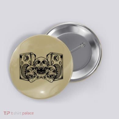 Skull Speakers Audio Gothic Regular Button