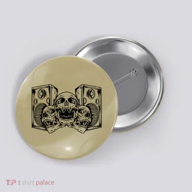 Skull Speakers Audio Gothic Regular Button