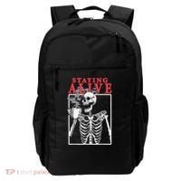 Skeleton Staying Alive Drinking Coffee Funny Skeleton Skull Backpack thumb 0